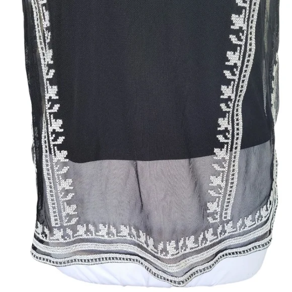 Alfani Sheer Black Layered Tank Top with White Embroidery Sz S/P - Picture 2 of 9
